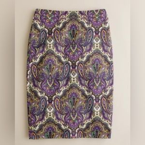 J Crew Paisley cotton Pencil Skirt